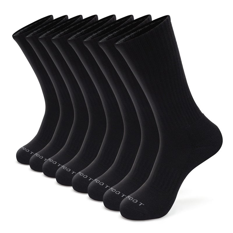 MONFOOT Men's/Women's 8 Pairs Athletic Cushion Crew Socks, Black Small Multipack - Image 1